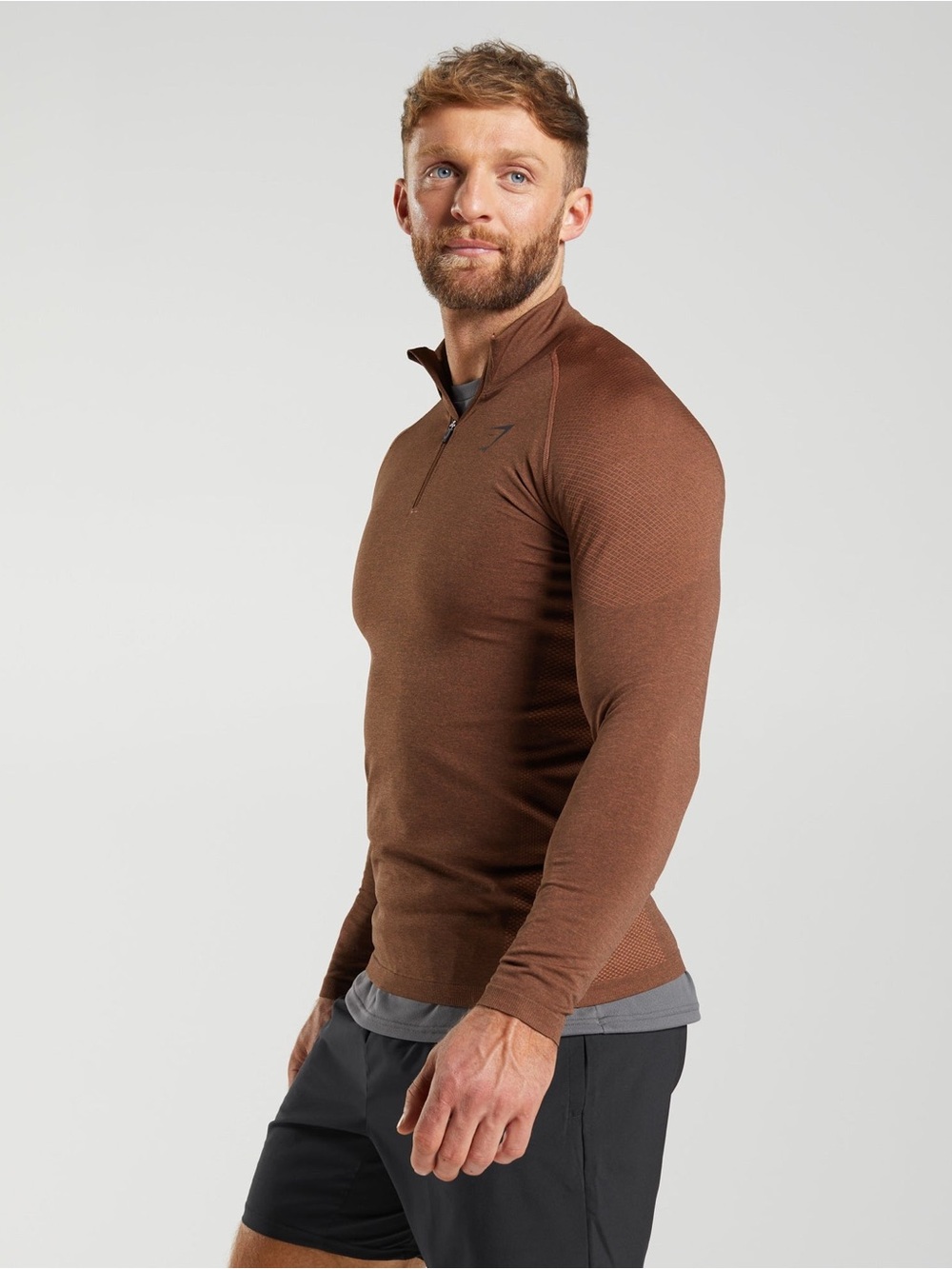 Gymshark Men’s Pullover Vital 1/4 Slim Fit Maroon long sleeve Performance Runnin
